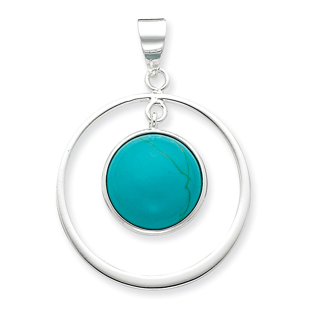 Sterling Silver Circle Turquoise Pendant