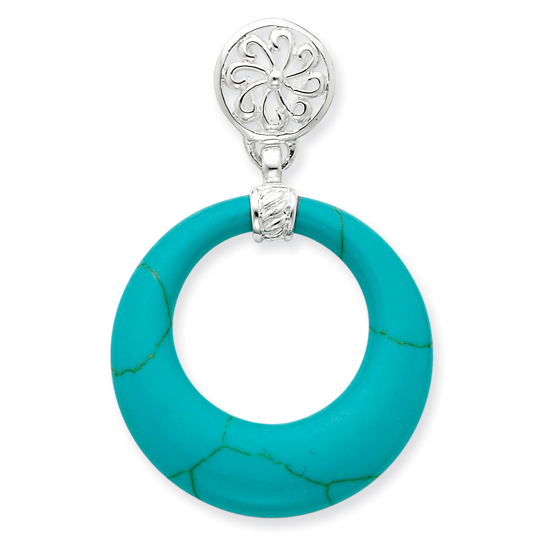 Sterling Silver Circle Turquoise Slide