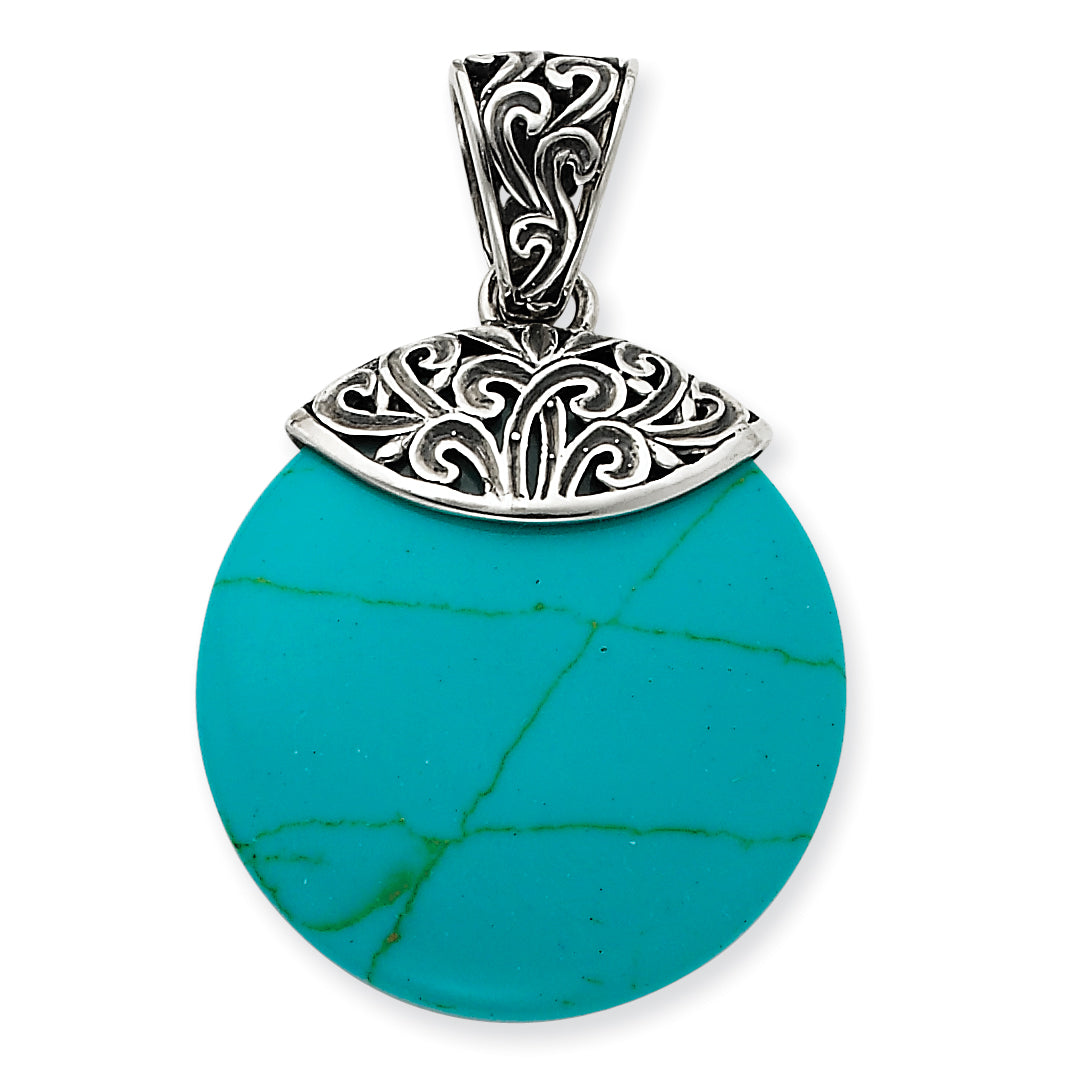 Sterling Silver Antiqued Turquoise Pendant