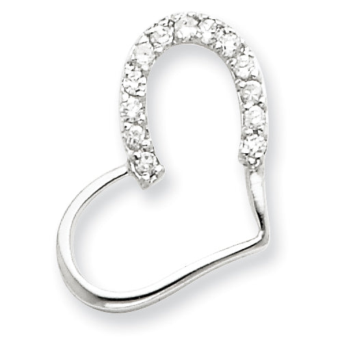 Sterling Silver CZ Heart Pendant