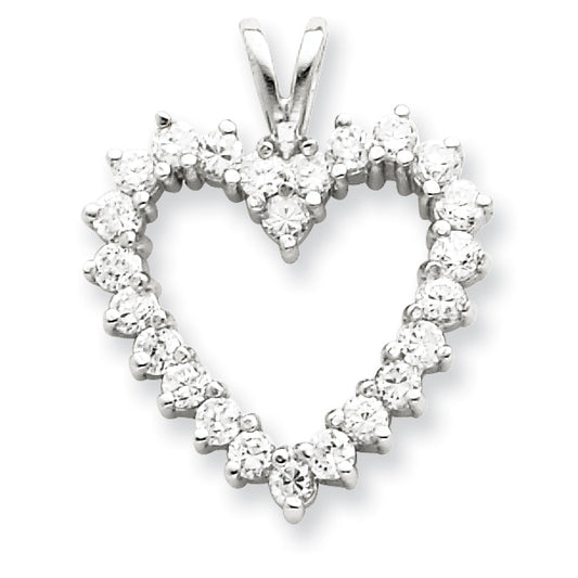 Sterling Silver CZ Heart Pendant