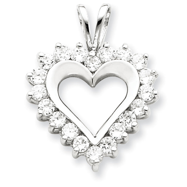 Sterling Silver CZ Heart Pendant