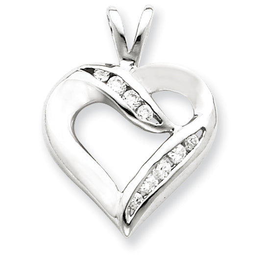 Sterling Silver CZ Heart Pendant