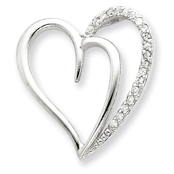 Sterling Silver CZ Heart Pendant