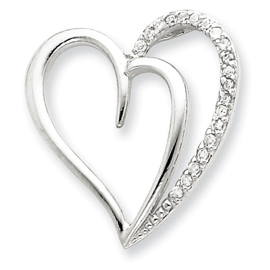 Sterling Silver CZ Heart Pendant