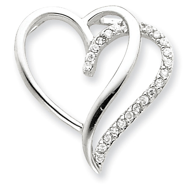 Sterling Silver CZ Heart Pendant