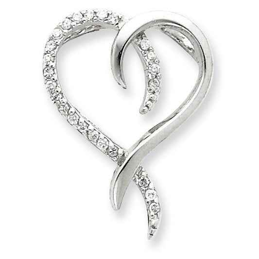Sterling Silver CZ Heart Slide