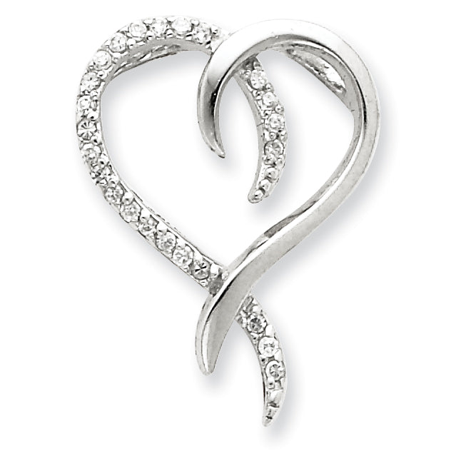Sterling Silver CZ Heart Slide