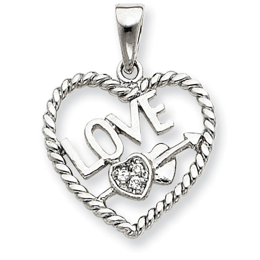 Sterling Silver CZ Love Heart Pendant