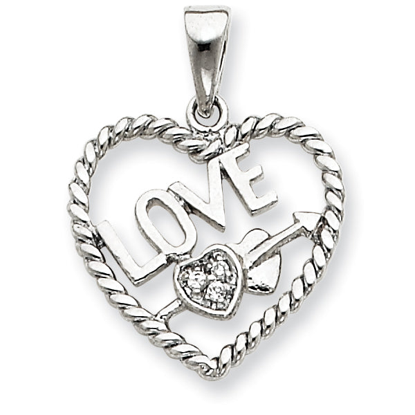 Sterling Silver CZ Love Heart Pendant