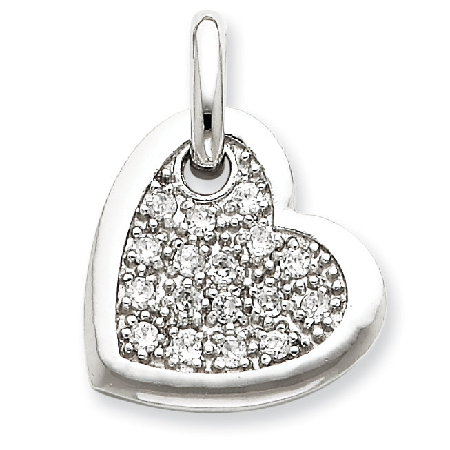 Sterling Silver CZ Heart Pendant