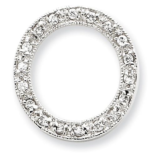 Sterling Silver CZ Circle Chain Slide Pendant