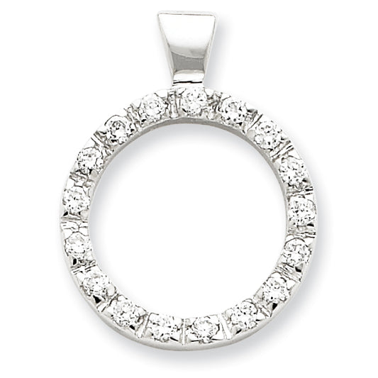 Sterling Silver CZ Circle Chain Slide Pendant