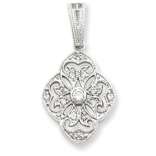 Sterling Silver CZ Vintage Style Pendant