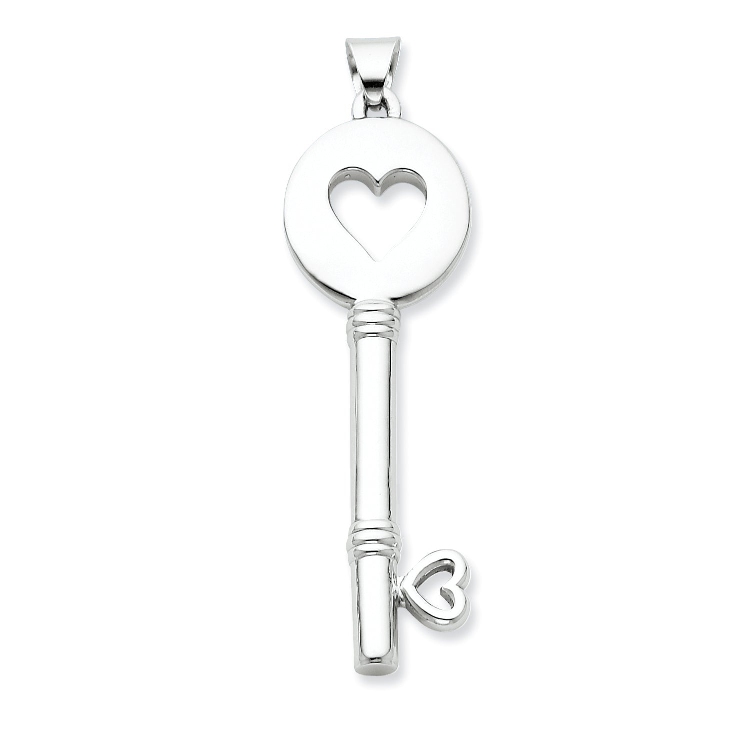 Sterling Silver Heart Cut-out Key Pendant