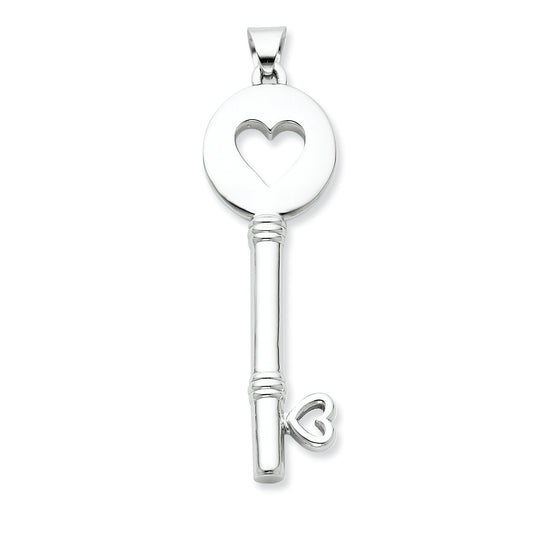 Sterling Silver Heart Cut-out Key Pendant