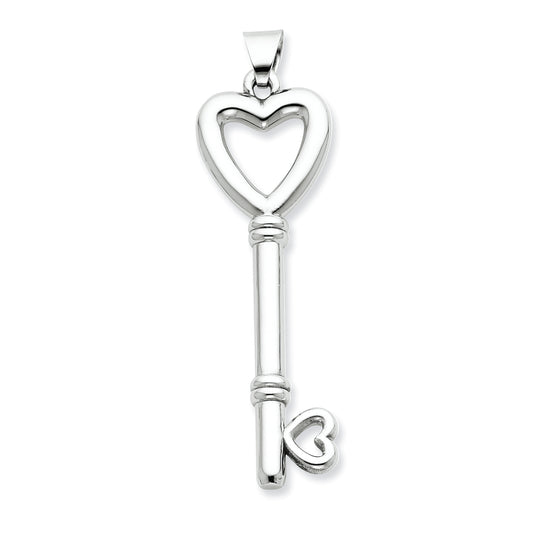 Sterling Silver Heart Design Key Pendant