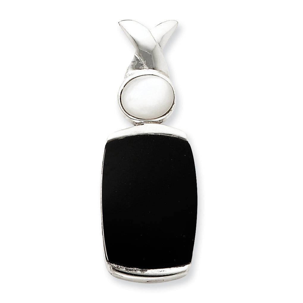 Sterling Silver Onyx & Mother of Pearl Pendant