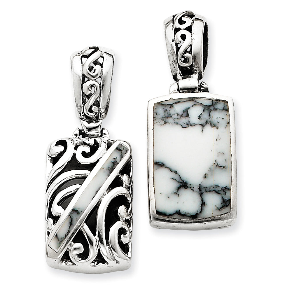 Sterling Silver Reversible White Turquoise Pendant