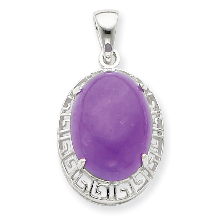 Sterling Silver Purple Jade Greek Key Pendant