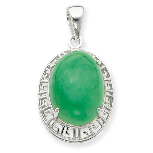 Sterling Silver Jade Greek Key Pendant