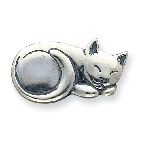 Sterling Silver Antiqued Sleeping Cat Pin