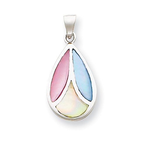 Sterling Silver Mother of Pearl Tear Drop Shaped Pendant