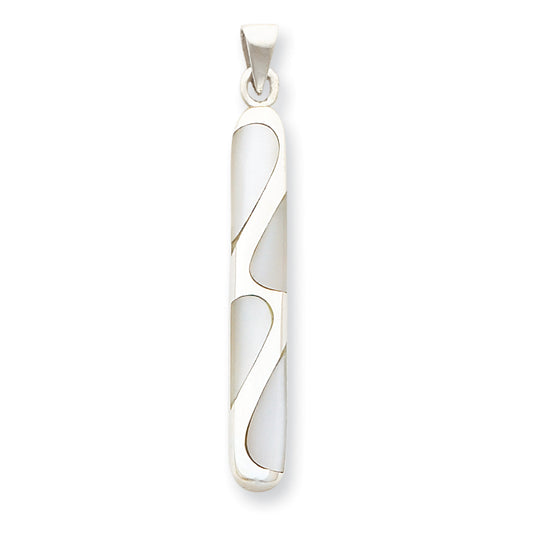 Sterling Silver Large Mother of Pearl Inlayed Pendant
