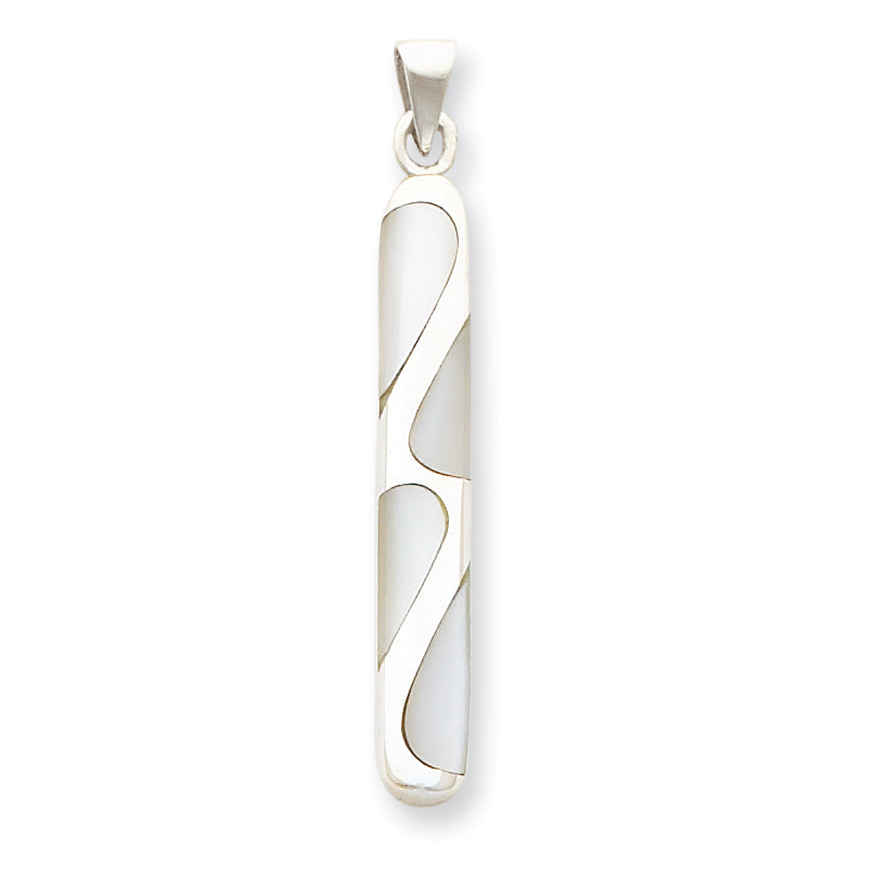 Sterling Silver Large Mother of Pearl Inlayed Pendant