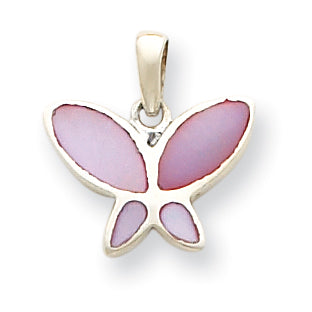 Sterling Silver Pink Mother of Pearl Butterfly Pendant