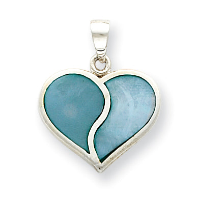 Sterling Silver Blue Shell Heart Pendant