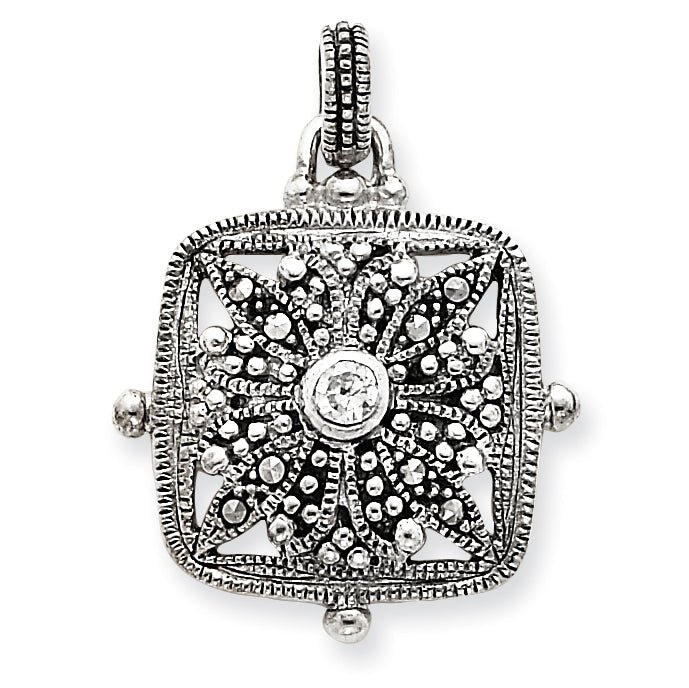 Sterling Silver Marcasite and CZ Pendant
