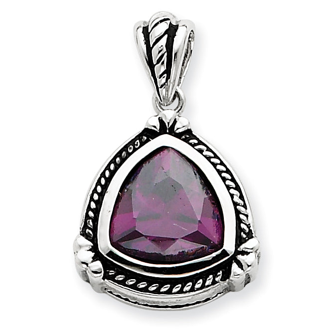 Sterling Silver Purple CZ Pendant