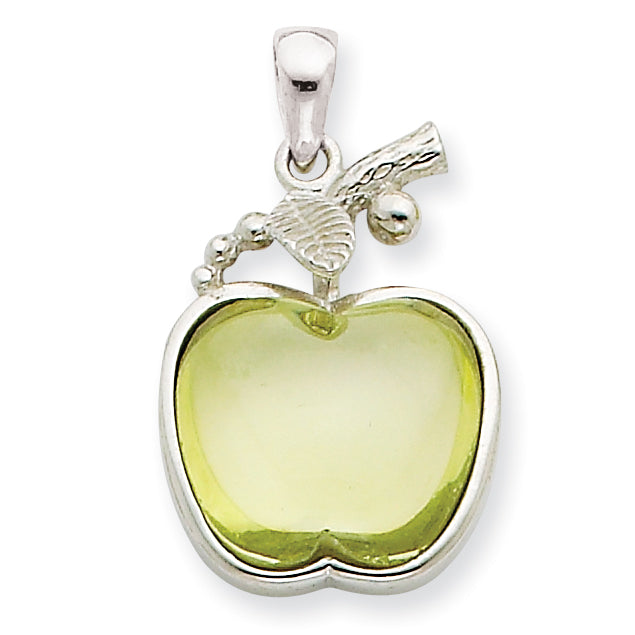 Sterling Silver Green Cabochon Apple Pendant