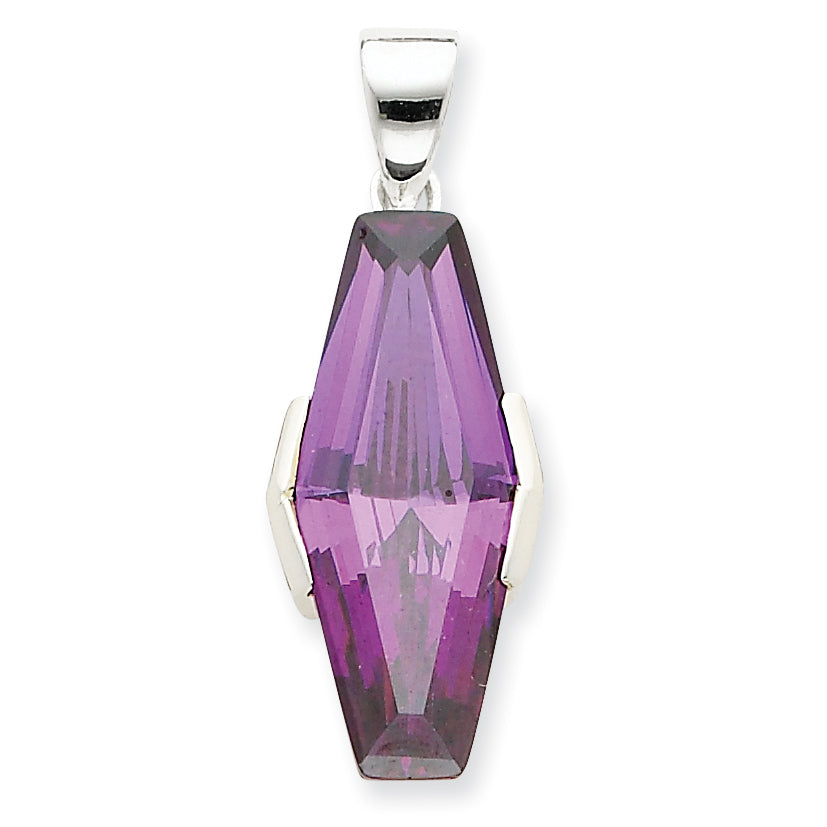 Sterling Silver Purple CZ Pendant