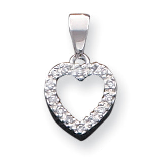 Sterling Silver CZ Heart Shape Pendant