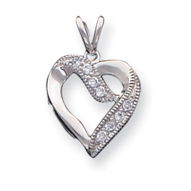 Sterling Silver CZ Heart Pendant