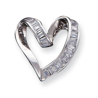 Sterling Silver CZ Fancy Heart Pendant