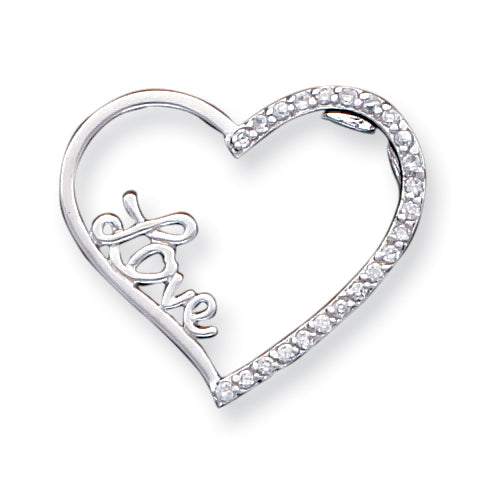 Sterling Silver CZ Heart  LOVE Pendant