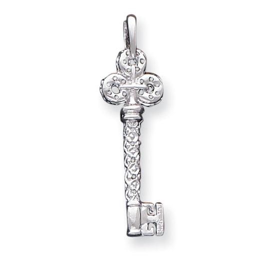 Sterling Silver CZ Key Pendant
