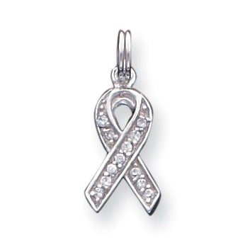 Sterling Silver CZ Awareness Ribbon Pendant