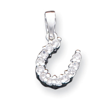 Sterling Silver Horseshoe CZ Pendant