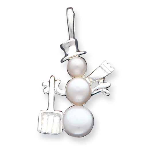 Sterling Silver Cultured Pearl Snowman Pendant