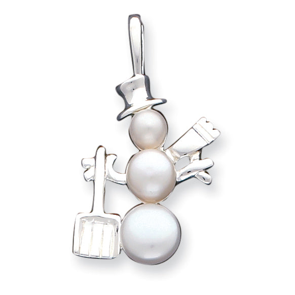 Sterling Silver Cultured Pearl Snowman Pendant