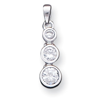 Sterling Silver 3-stone CZ  Pendant