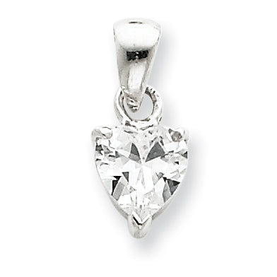Sterling Silver CZ Heart Pendant