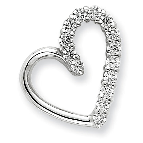 Sterling Silver CZ Heart Pendant