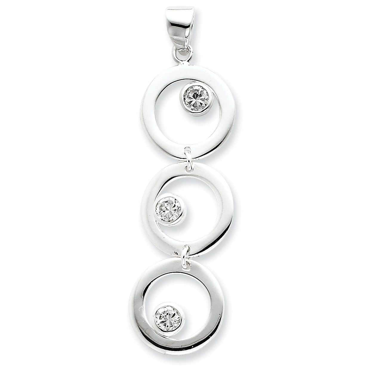 Sterling Silver Circle & CZ Pendant