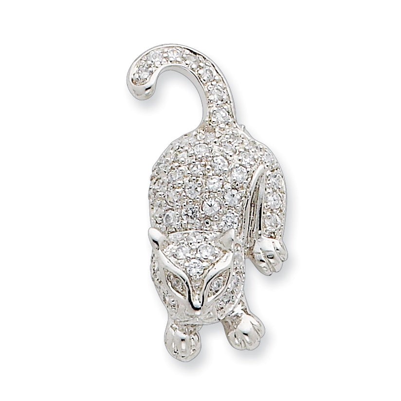 Sterling Silver CZ Cat Pin