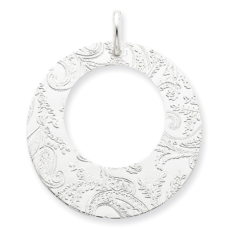 Sterling Silver Embossed Circle Pendant